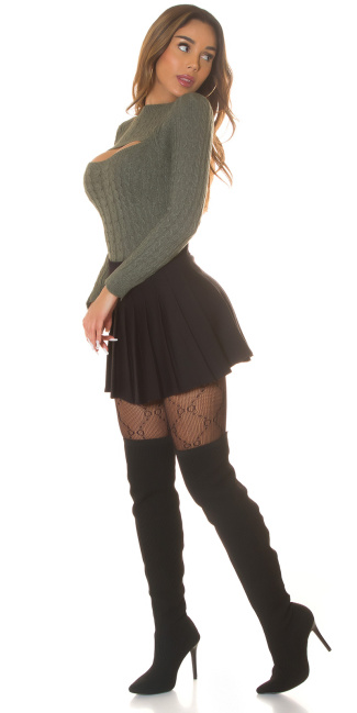 Knit Sweater with a Cut Out Khaki